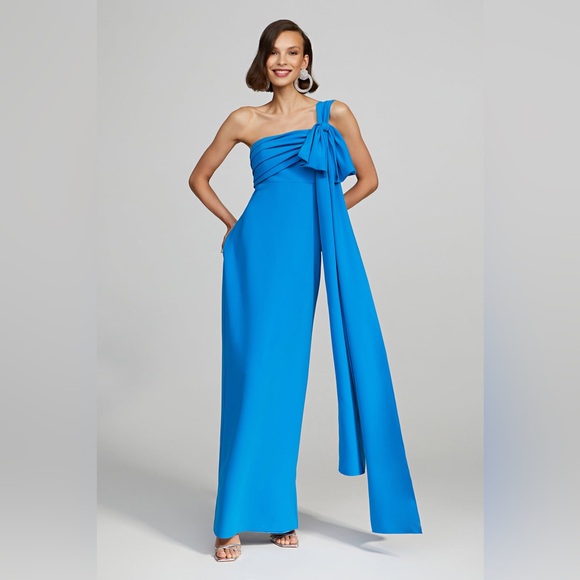 Halston Dresses & Skirts - Halston OLIVIA GOWN IN CREPE in Azur Blue NEW